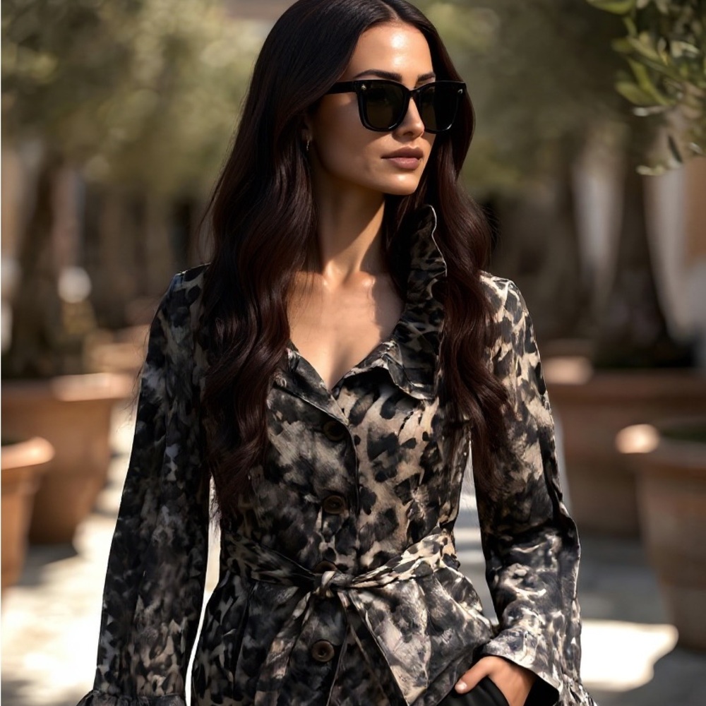 Elliott Lauren Animal Print Jacket - Trench Coat Blazer